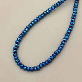 Non-magnetic Synthetic Hematite Beads Strands,Flat Beads,Faceted,Plating,Royal Blue,2x3mm,Hole:1mm,about 190 pcs/strand,about 10 g/strand,5 strands/package,14.96"38,XBGB07512vbmb-L020