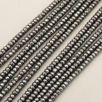 Non-magnetic Synthetic Hematite Beads Strands,Flat Beads,Faceted,Plating,Dark Grey,2x3mm,Hole:1mm,about 190 pcs/strand,about 10 g/strand,5 strands/package,14.96"38,XBGB07516vbmb-L020