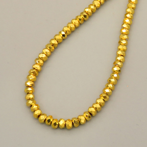 Non-magnetic Synthetic Hematite Beads Strands,Flat Beads,Faceted,Plating,Gold,2x3mm,Hole:1mm,about 190 pcs/strand,about 10 g/strand,5 strands/package,14.96"38,XBGB07520bhva-L020