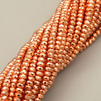 Non-magnetic Synthetic Hematite Beads Strands,Flat Beads,Faceted,Plating,Rose Gold,2x3mm,Hole:1mm,about 190 pcs/strand,about 10 g/strand,5 strands/package,14.96"38,XBGB07522bhva-L020
