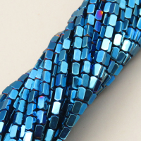 Non-magnetic Synthetic Hematite Beads Strands,Angle of Attack, Cuboid,Plating,Royal Blue,2.5x4.5mm,Hole:1mm,about 89 pcs/strand,about 10 g/strand,5 strands/package,14.96"38,XBGB07544ablb-L020