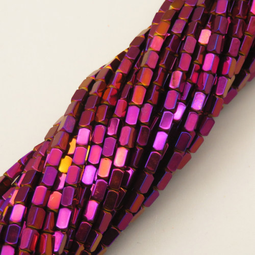 Non-magnetic Synthetic Hematite Beads Strands,Angle of Attack, Cuboid,Plating,Purple,2.5x4.5mm,Hole:1mm,about 89 pcs/strand,about 10 g/strand,5 strands/package,14.96"38,XBGB07546ablb-L020