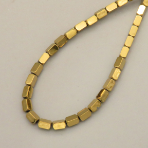 Non-magnetic Synthetic Hematite Beads Strands,Angle of Attack, Cuboid,Plating,Gold Champagne,2.5x4.5mm,Hole:1mm,about 89 pcs/strand,about 10 g/strand,5 strands/package,14.96"38,XBGB07558ablb-L020