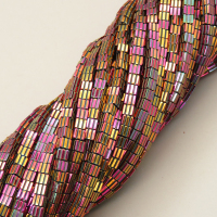 Non-magnetic Synthetic Hematite Beads Strands,Vertical Groove, Square,Plating,Fuchsia Champagne Blue,3x3x3mm,Hole:1mm,about 140 pcs/strand,about 18 g/strand,5 strands/package,14.96"38,XBGB07576vbnb-L020
