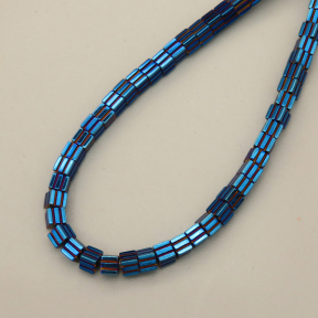 Non-magnetic Synthetic Hematite Beads Strands,Vertical Groove, Square,Plating,Royal Blue,3x3x3mm,Hole:1mm,about 140 pcs/strand,about 18 g/strand,5 strands/package,14.96"38,XBGB07578vbnb-L020