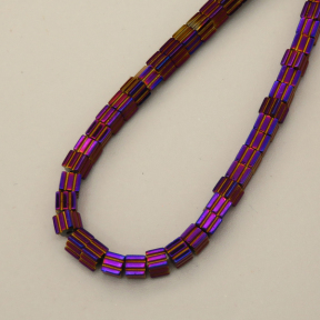 Non-magnetic Synthetic Hematite Beads Strands,Vertical Groove, Square,Plating,Purple Sapphire Blue,3x3x3mm,Hole:1mm,about 140 pcs/strand,about 18 g/strand,5 strands/package,14.96"38,XBGB07586vbnb-L020