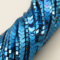 Non-magnetic Synthetic Hematite Beads Strands,Small V,Plating,Royal Blue,2.5x6x6mm,Hole:1mm,about 103 pcs/strand,about 24 g/strand,5 strands/package,14.96"38,XBGB07612vbmb-L020