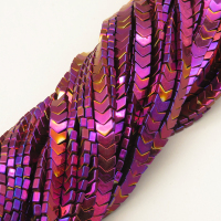 Non-magnetic Synthetic Hematite Beads Strands,Small V,Plating,Purple,2.5x6x6mm,Hole:1mm,about 103 pcs/strand,about 24 g/strand,5 strands/package,14.96"38,XBGB07624vbmb-L020