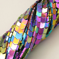 Non-magnetic Synthetic Hematite Beads Strands,Small V,Plating,Iridescent,2x6x7mm,Hole:1mm,about 69 pcs/strand,about 24 g/strand,5 strands/package,14.96"38,XBGB07632vbmb-L020