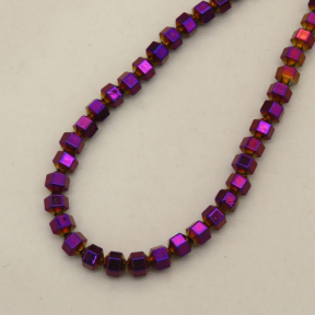 Non-magnetic Synthetic Hematite Beads Strands,6-Sided Double-Sided Cone,Plating,Purple,3x3mm,Hole:1mm,about 140 pcs/strand,about 10 g/strand,5 strands/package,14.96"38,XBGB07642vbmb-L020