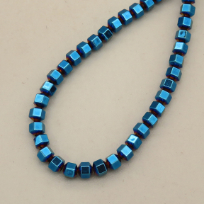 Non-magnetic Synthetic Hematite Beads Strands,6-Sided Double-Sided Cone,Plating,Royal Blue,3x3mm,Hole:1mm,about 140 pcs/strand,about 10 g/strand,5 strands/package,14.96"38,XBGB07644vbmb-L020