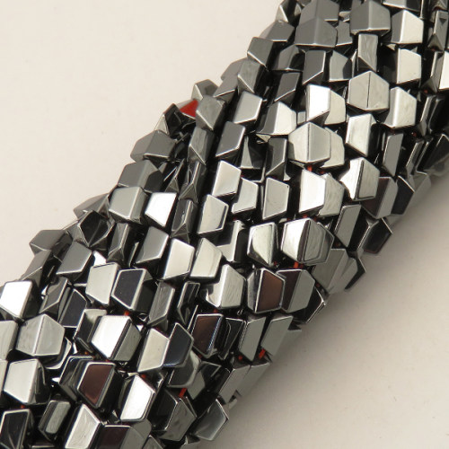 Non-magnetic Synthetic Hematite Beads Strands,Convex Hexagonal Rhombus,Dark Grey,6x6x3mm,T:3mm,Hole:1mm,about 65 pcs/strand,about 25 g/strand,5 strands/package,14.96"(38mm),XBGB07662ablb-L020
