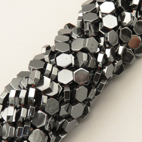 Non-magnetic Synthetic Hematite Beads Strands,Hexagonal Diamond,Dark Grey,8x8x3mm,T:3mm,Hole:1mm,about 47 pcs/strand,about 45 g/strand,5 strands/package,14.96"(38mm),XBGB07664ablb-L020