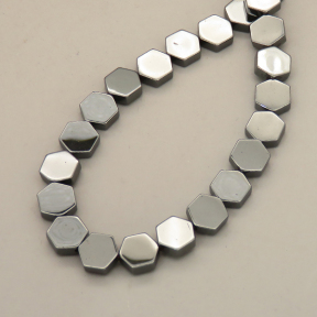Non-magnetic Synthetic Hematite Beads Strands,Hexagonal Diamond,Dark Grey,8x8x3mm,T:3mm,Hole:1mm,about 47 pcs/strand,about 45 g/strand,5 strands/package,14.96"(38mm),XBGB07664ablb-L020