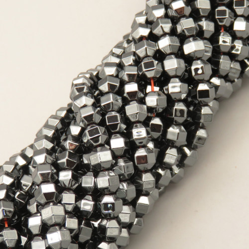 Non-magnetic Synthetic Hematite Beads Strands,18 Sides,Dark Grey,2x2mm,Hole:1mm,about 190 pcs/strand,about 10 g/strand,5 strands/package,14.96"(38mm),XBGB07672ablb-L020