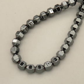 Non-magnetic Synthetic Hematite Beads Strands,18 Sides,Dark Grey,2x2mm,Hole:1mm,about 190 pcs/strand,about 10 g/strand,5 strands/package,14.96"(38mm),XBGB07672ablb-L020