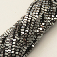 Non-magnetic Synthetic Hematite Beads Strands,12 Sides,Dark Grey,3x3mm,Hole:1mm,about 126 pcs/strand,about 18 g/strand,5 strands/package,14.96"(38mm),XBGB07676ablb-L020