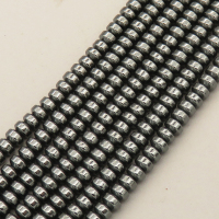 Non-magnetic Synthetic Hematite Beads Strands,Flat Beads,Dark Grey,4x2.5mm,Hole:1mm,about 152 pcs/strand,about 16 g/strand,5 strands/package,14.96"(38mm),XBGB07684ablb-L020