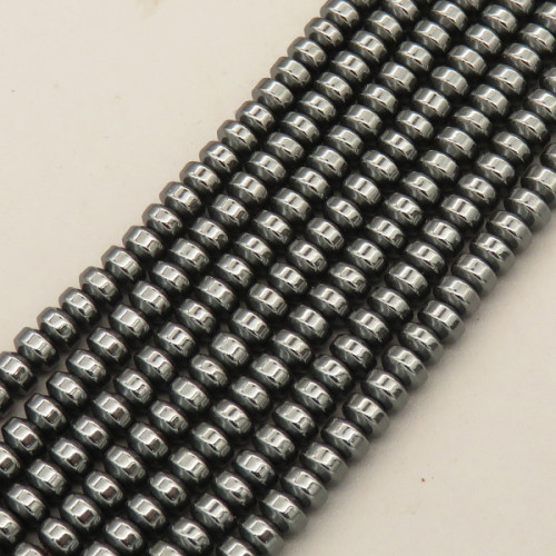 Non-magnetic Synthetic Hematite Beads Strands,Flat Beads,Dark Grey,4x2.5mm,Hole:1mm,about 152 pcs/strand,about 16 g/strand,5 strands/package,14.96"(38mm),XBGB07684ablb-L020