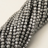 Non-magnetic Synthetic Hematite Beads Strands,Pumpkin Shape,Dark Grey,4mm,Hole:1mm,about 95 pcs/strand,about 18 g/strand,5 strands/package,14.96"(38mm),XBGB07686vbmb-L020