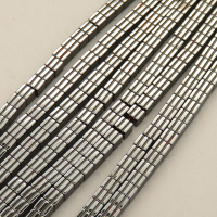 Non-magnetic Synthetic Hematite Beads Strands,Stripes, Squares,Dark Grey,3x3mm,Hole:1mm,about 126 pcs/strand,about 18 g/strand,5 strands/package,14.96"(38mm),XBGB07688vbnb-L020