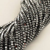 Non-magnetic Synthetic Hematite Beads Strands,18 Sides,Dark Grey,6x4mm,Hole:1mm,about 95 pcs/strand,about 20 g/strand,5 strands/package,14.96"(38mm),XBGB07690ablb-L020