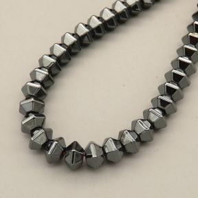 Non-magnetic Synthetic Hematite Beads Strands,18 Sides,Dark Grey,6x4mm,Hole:1mm,about 95 pcs/strand,about 20 g/strand,5 strands/package,14.96"(38mm),XBGB07690ablb-L020