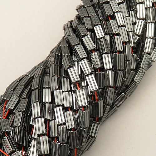 Non-magnetic Synthetic Hematite Beads Strands,Stripes, Rectangles,Dark Grey,4x6mm,Hole:1mm,about 67 pcs/strand,about 18 g/strand,5 strands/package,14.96"(38mm),XBGB07708vbnb-L020