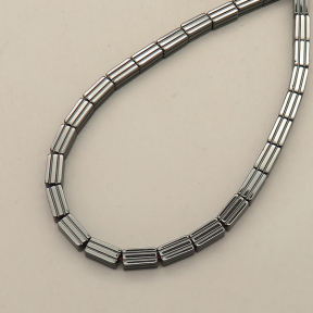 Non-magnetic Synthetic Hematite Beads Strands,Stripes, Rectangles,Dark Grey,4x6mm,Hole:1mm,about 67 pcs/strand,about 18 g/strand,5 strands/package,14.96"(38mm),XBGB07708vbnb-L020