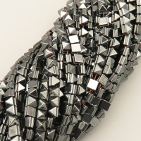 Non-magnetic Synthetic Hematite Beads Strands,Side Groove Tower Bead,Dark Grey,6x6mm,Hole:1mm,about 75 pcs/strand,about 25 g/strand,5 strands/package,14.96"(38mm),XBGB07728vbmb-L020