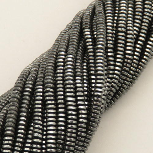 Non-magnetic Synthetic Hematite Beads Strands,Wheel Pieces,Dark Grey,3x1mm,Hole:1mm,about 240 pcs/strand,about 35 g/strand,5 strands/package,14.96"(38mm),XBGB07732vbmb-L020