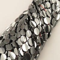 Non-magnetic Synthetic Hematite Beads Strands,Convex Elliptical Block,Dark Grey,10x13mm,Hole:1.2mm,about 30 pcs/strand,about 45 g/strand,5 strands/package,14.96"(38mm),XBGB07736bhva-L020