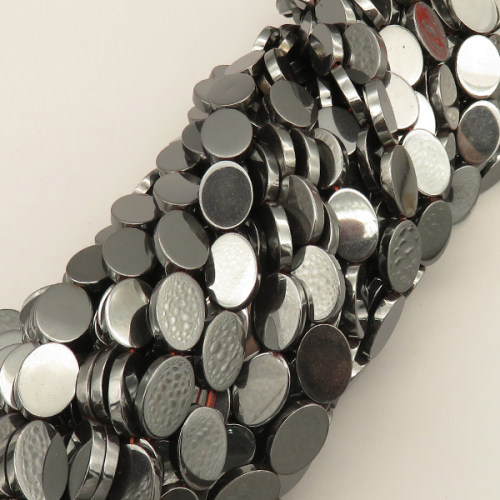 Non-magnetic Synthetic Hematite Beads Strands,Oval Block,Dark Grey,10x13x2.5mm,T:2.5mm,Hole:1.2mm,about 30 pcs/strand,about 50 g/strand,5 strands/package,14.96"(38mm),XBGB07740bbov-L020