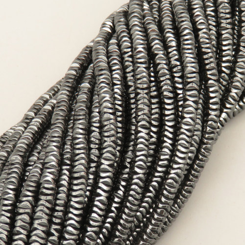 Non-magnetic Synthetic Hematite Beads Strands,Triangle,Round,Dark Grey,4x1mm,Hole:1mm,about 260 pcs/strand,about 20 g/strand,5 strands/package,14.96"(38mm),XBGB07746bbov-L020
