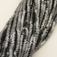 Non-magnetic Synthetic Hematite Beads Strands,Diagonal Cut, Square Slice,Dark Grey,3x1mm,Hole:1mm,about 260 pcs/strand,about 18 g/strand,5 strands/package,14.96"(38mm),XBGB07748bbov-L020