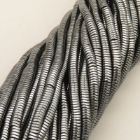 Non-magnetic Synthetic Hematite Beads Strands,Wavy Disc,Dark Grey,4x1mm,Hole:1mm,about 260 pcs/strand,about 20 g/strand,5 strands/package,14.96"(38mm),XBGB07752vbnb-L020
