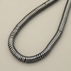 Non-magnetic Synthetic Hematite Beads Strands,Wavy Disc,Dark Grey,4x1mm,Hole:1mm,about 260 pcs/strand,about 20 g/strand,5 strands/package,14.96"(38mm),XBGB07752vbnb-L020