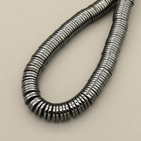 Non-magnetic Synthetic Hematite Beads Strands,Disc,Dark Grey,3x1mm,Hole:1mm,about 260 pcs/strand,about 18 g/strand,5 strands/package,14.96"(38mm),XBGB07754vbnb-L020