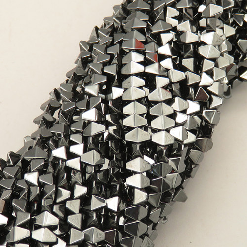 Non-magnetic Synthetic Hematite Beads Strands,Convex Hexagonal Rhombus,Dark Grey,6x4mm,Hole:1mm,about 110 pcs/strand,about 38 g/strand,5 strands/package,14.96"(38mm),XBGB07762bbov-L020