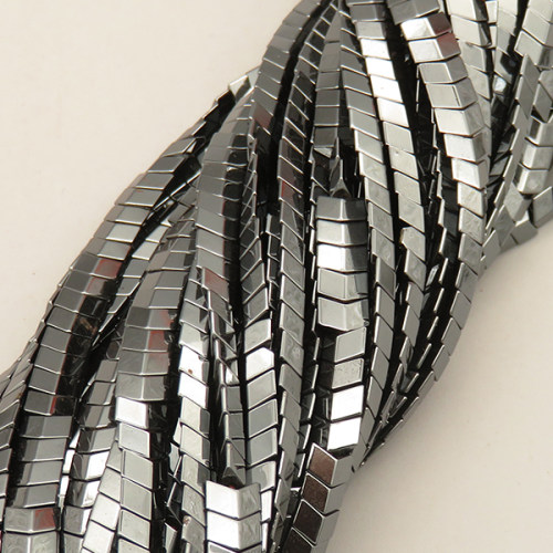 Non-magnetic Synthetic Hematite Beads Strands,Convex Small v,Dark Grey,6x3mm,Hole:1mm,about 126 pcs/strand,about 32 g/strand,5 strands/package,14.96"(38mm),XBGB07764vbnb-L020