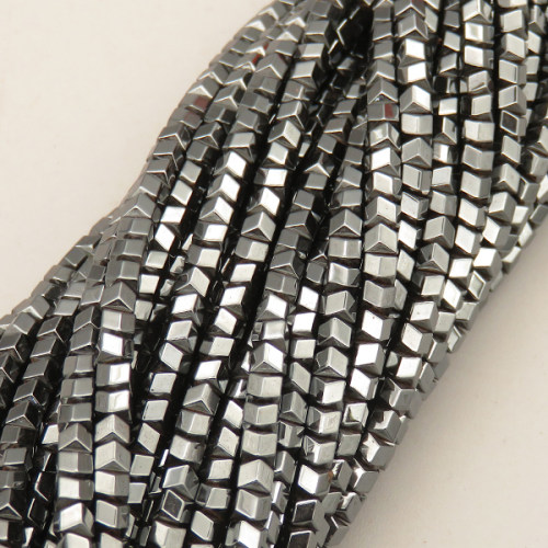 Non-magnetic Synthetic Hematite Beads Strands,Six-Sided Triangle Cut,Dark Grey,3x3mm,Hole:1mm,about 126 pcs/strand,about 22 g/strand,5 strands/package,14.96"(38mm),XBGB07766vbnb-L020
