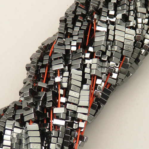 Non-magnetic Synthetic Hematite Beads Strands,Side Hole Rectangle,Dark Grey,3x2mm,T:2mm,Hole:1mm,about 190 pcs/strand,about 15 g/strand,5 strands/package,14.96"(38mm),XBGB07768vbnb-L020
