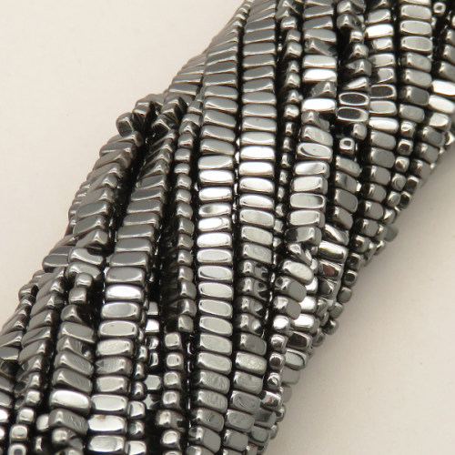 Non-magnetic Synthetic Hematite Beads Strands,Side Hole Rectangle,Dark Grey,4x2mm,T:2mm,Hole:1mm,about 190 pcs/strand,about 24 g/strand,5 strands/package,14.96"(38mm),XBGB07770vbnb-L020