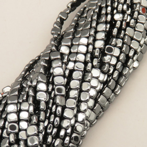 Non-magnetic Synthetic Hematite Beads Strands,Side Hole Chamfer Square,Dark Grey,2x2mm,T:2mm,Hole:1mm,about 190 pcs/strand,about 12 g/strand,5 strands/package,14.96"(38mm),XBGB07772vbnb-L020