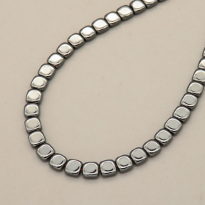 Non-magnetic Synthetic Hematite Beads Strands,Side Hole Chamfer Square,Dark Grey,2x2mm,T:2mm,Hole:1mm,about 190 pcs/strand,about 12 g/strand,5 strands/package,14.96"(38mm),XBGB07772vbnb-L020