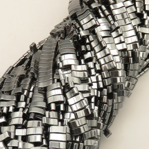 Non-magnetic Synthetic Hematite Beads Strands,Curved Sheet,Dark Grey,10x4mm,T:3mm,Hole:1mm,about 95 pcs/strand,about 42 g/strand,5 strands/package,14.96"(38mm),XBGB07782bbov-L020