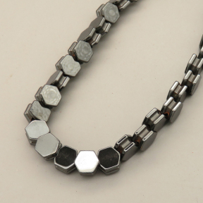Non-magnetic Synthetic Hematite Beads Strands,Side Slot Hexagonal,Dark Grey,8x8mm,Hole:1mm,about 47 pcs/strand,about 45 g/strand,5 strands/package,14.96"(38mm),XBGB07786ablb-L020