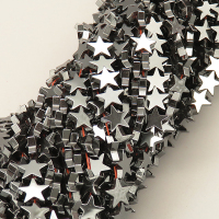 Non-magnetic Synthetic Hematite Beads Strands,Flat Pentagram,Dark Grey,10x2.5mm,T:2.5mm,Hole:1mm,about 40 pcs/strand,about 45 g/strand,5 strands/package,14.96"(38mm),XBGB07788bbov-L020
