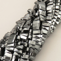 Non-magnetic Synthetic Hematite Beads Strands,Double Hole Tower Beads,Dark Grey,8x3mm,Hole:1mm,about 126 pcs/strand,about 40 g/strand,5 strands/package,14.96"(38mm),XBGB07796bhva-L020