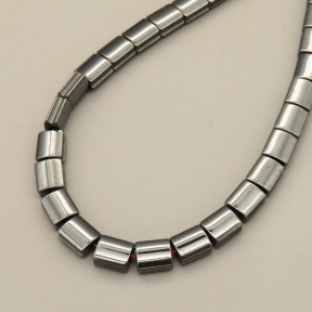 Non-magnetic Synthetic Hematite Beads Strands,Curved Side Slot Block,Dark Grey,5x6x3mm,Hole:1mm,about 63 pcs/strand,about 30 g/strand,5 strands/package,14.96"(38mm),XBGB07804vbnb-L020
